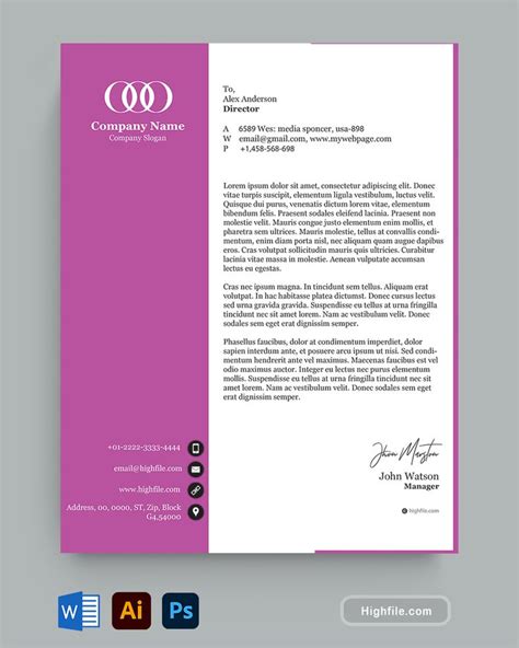 Magenta Law Firm Letterhead Template Word Adobe Illustrator Adobe