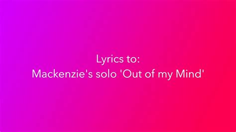 Dance Moms Mackenzie S Solo Out Of My Mind Lyrics Youtube