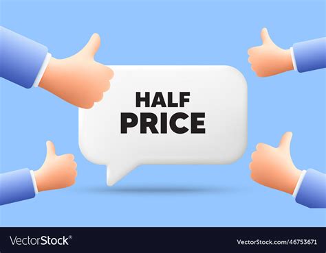 Half Price Tag Special Offer Sale Sign D Speech Vector Image