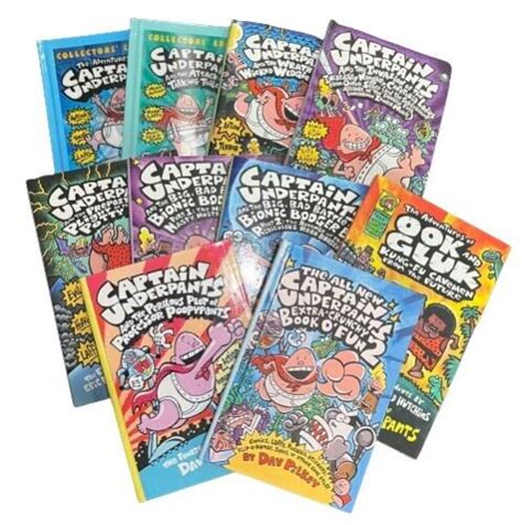 Captain Underpants Dav Pilkey Lot Of 10 Hardcover 1 8 Ook And Gluk Extra Crunchy Ebay