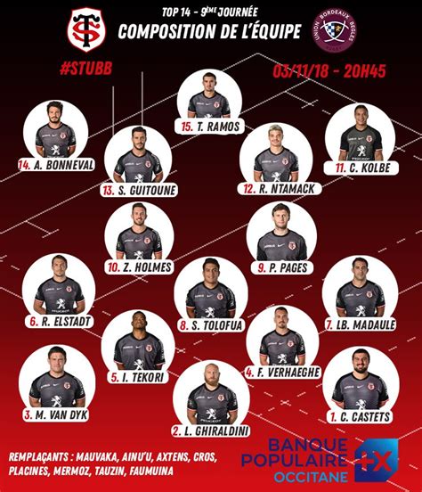 La Compo Face Au Stade Toulousain Actualit S Union Bordeaux B Gles