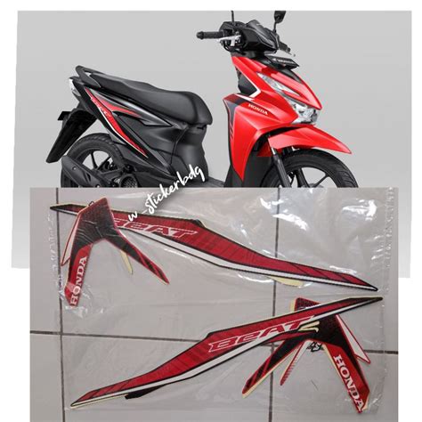 Hitam MERAH Striping Lis Sticker Honda Beat CBS 2024 แดง ดา Shopee