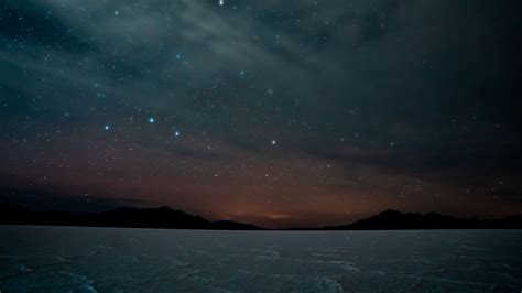 Night Starry Sky Mountains Dark Landscape K Hd Wallpaper