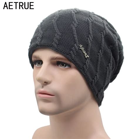 Aetrue Knitted Hat Winter Beanie Men Women Caps Warm Baggy Bonnet Mask