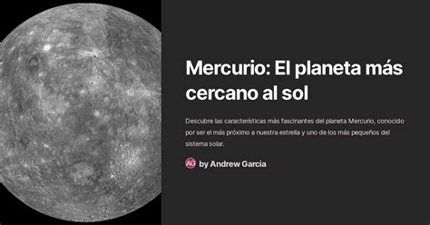 Mercurio El Planeta Más Cercano Al Sol