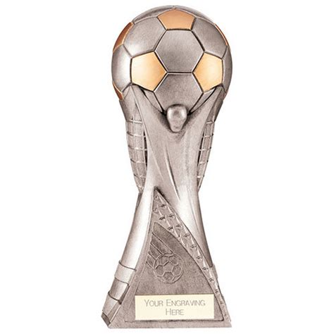 World Trophy Football Heavyweight Antique Silver 275mm Trophy365