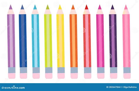 Set Colored Pencil Vector Stock Vector Illustration Of Bright 282647844