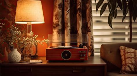 Premium AI Image | A photo of a vintage record player cozy living room ...