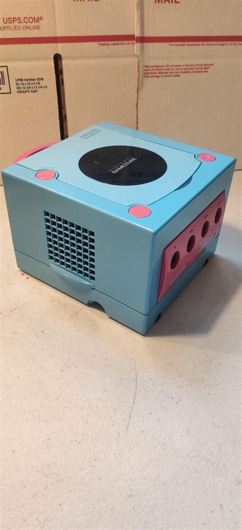 Nintendo Gamecube Light Blue And Hot Pink Authentic Item Hand Painted Etsy