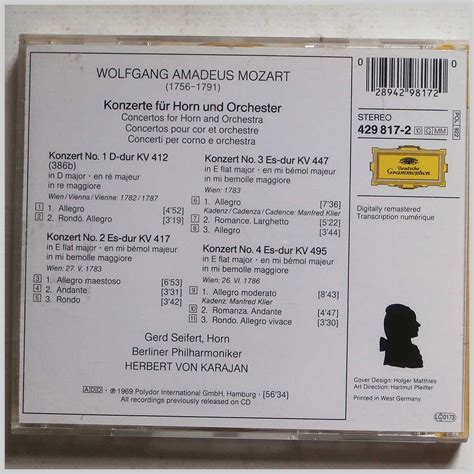 Gerd Seifert Herbert Von Karajan Berlin Philharmonic Orchestra Classical Music Music Cds For