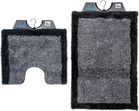 Wicotex Badmat Set Met Toiletmat Wc Mat Met Uitsparing Grijs Met Zwarte