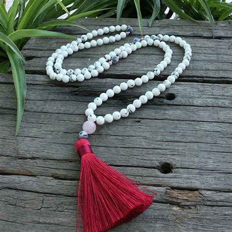 8mm Howlite Mala Beads Necklace Calming And Tranquility Patience