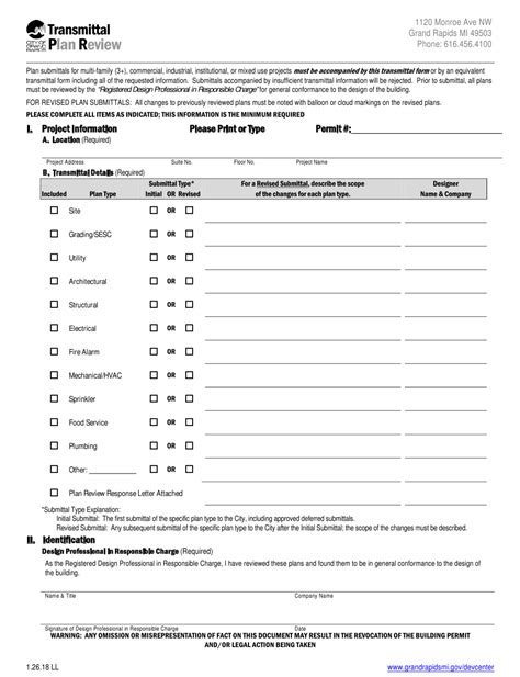 City Of Grand Rapids Michigan Transmittal Plan Review Fill Out Sign