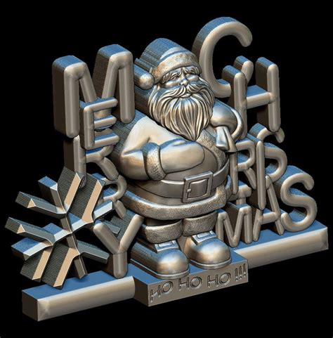 Merry Christmas Santa Claus Stl File For Cnc Router 3d Model 3d Model