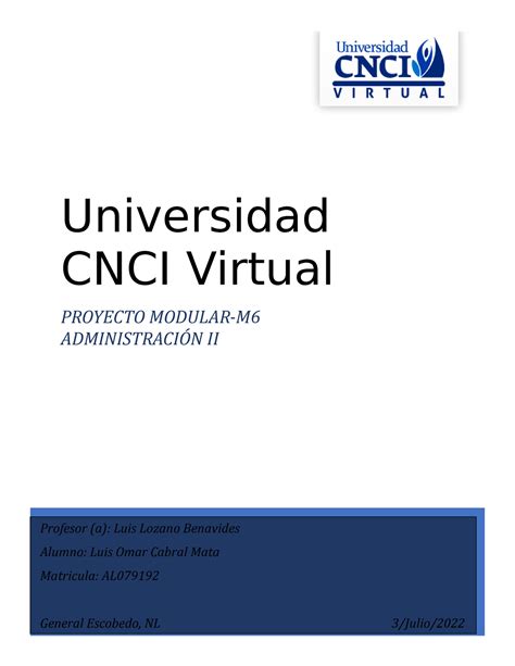 Proyecto Modular Administración Ii Locm Universidad Cnci Virtual