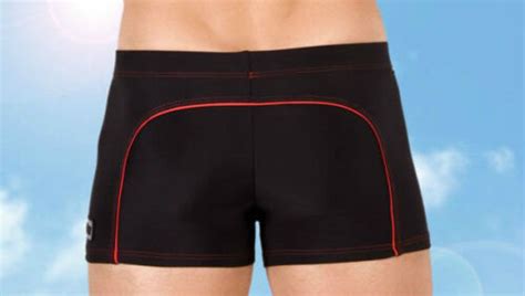 Aussiebum 70s Swim Trunks Square Cut Shorts Retro Black Xs S M L Xl