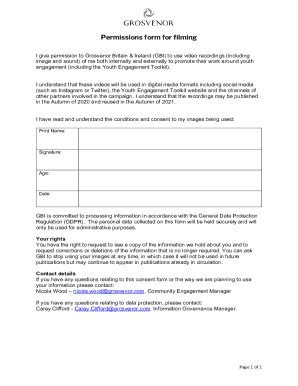 Fillable Online Permissions Form For Filming Fax Email Print Pdffiller