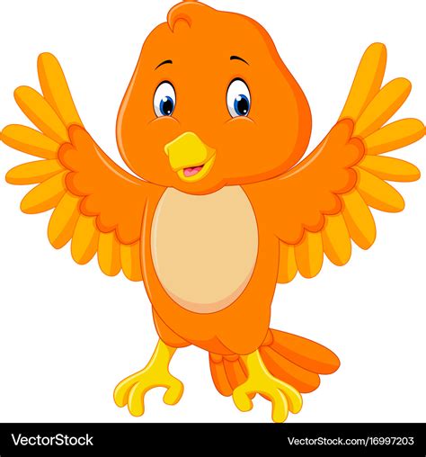 Cute Orange Bird Cartoon Royalty Free Vector Image