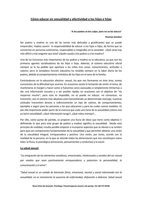 Resumen Para Los Padres Educaci N Afectivo Sexual Pdf