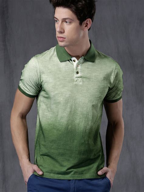 Buy Wrogn Men Green Ombre Dyed Polo Collar T Shirt Tshirts For Men