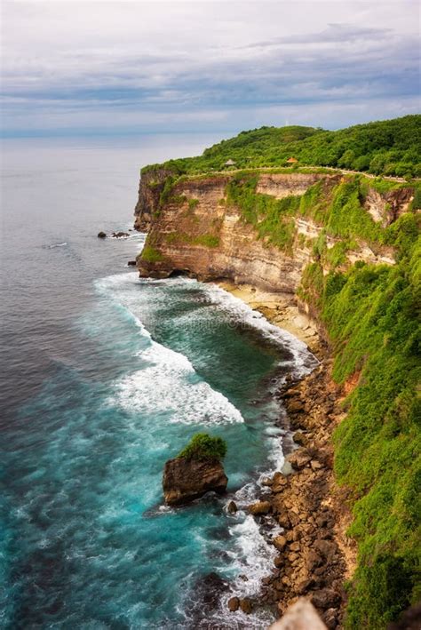 Uluwatu Cliff On Ocean Coast On Bali Island Indonesia Stock Image