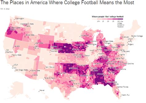 New York Times Map Shows Where College Football Is Most Popular Mostly