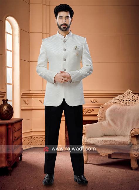 Cream And Black Jodhpuri Suit