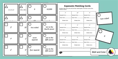 Sixth Grade Exponents Matching Cards Teacher Made Twinkl