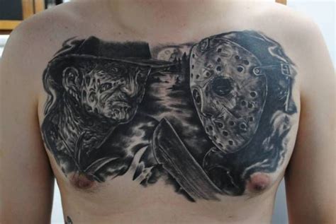 Freddy Krueger Vs Jason Tattoo Freddy Vs Jason Healed Chest Tattoos