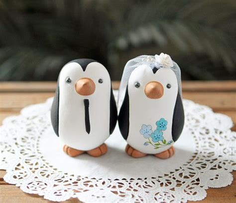 Wedding Cake Topper Penguins Medium By Redlightstudio On Etsy