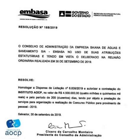 Concurso Embasa Pode Ter Edital No Semestre Banca J Est Definida