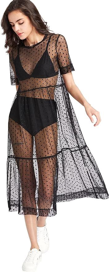 Floerns Women S Sheer Mesh Dress Beach Swimwear See Through Cover Ups