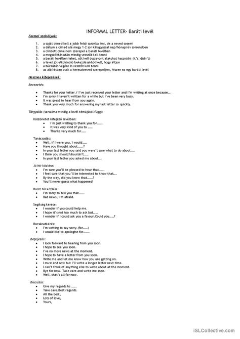 How To Write An Informal Letter English Esl Worksheets Pdf Doc