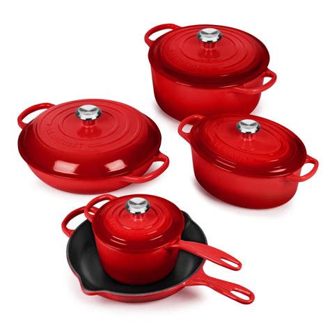 Le Creuset Cast Iron Cookware Set 9 Piece Cerise Cutlery And More