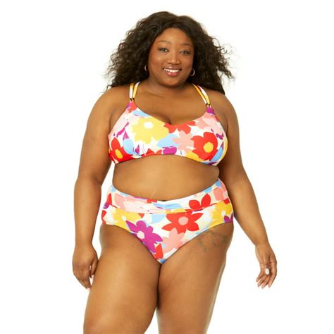 Time And Tru Women S Plus Size Floral X Back Bikini Top