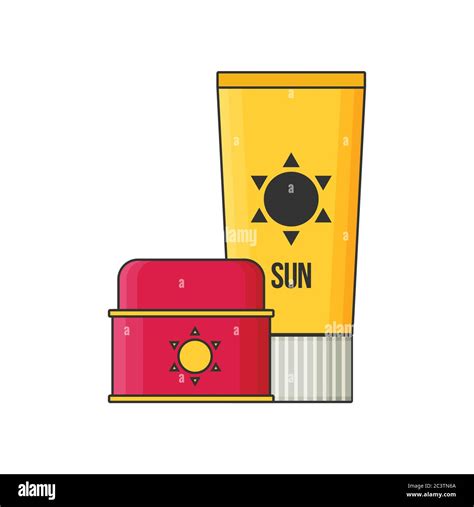 Sunscreen Care Sun Protection Cosmetics Vector Illustration Stock