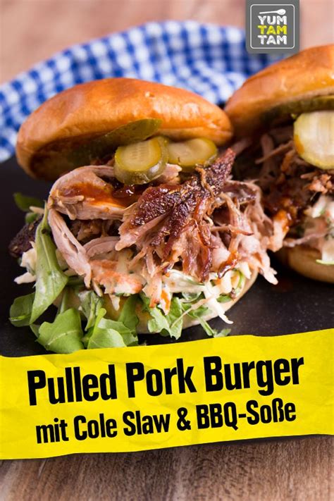 Pulled Pork Burger Mit Cole Slaw And Bbq Soße Pulled Pork Rezept Amerikanische Gerichte Pulled