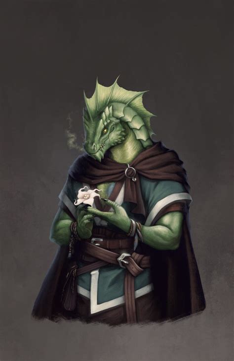 Artstation Commission Green Dragonborn Druid Anna Giovannini Rpg