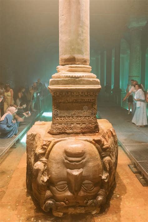 Medusa Head Pillar In The Basilica Cistern Or Yerebatan Sarnici