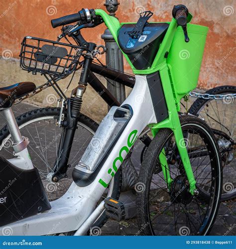 Rental Bikes Scattered Around Rome Editorial Stock Photo - Image of