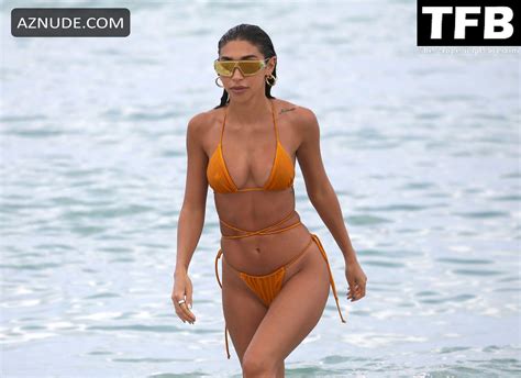 Chantel Jeffries Sexy Seen Showing Off Her Hot Figure In An Orange Bikini In Miami AZNude