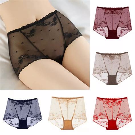 WOMEN S SEXY UNDERWEAR Lace See Through Lingerie Mesh Briefs Panties Knickers 6 35 PicClick UK