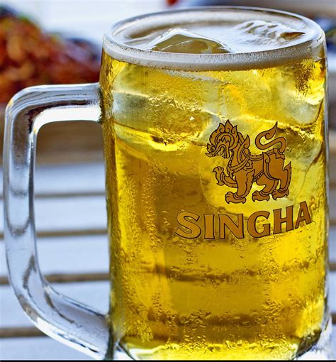 Singha Beer Served With Ice Thailands Local Beers Singha And Chang