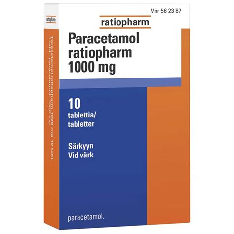 PARACETAMOL RATIOPHARM 1000 MG TABLETTI 10 Fol Yliopiston Apteekki