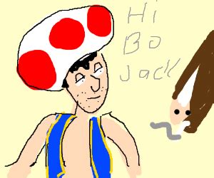 Todd (Bojack Horseman) cosplaying Toad (Mario) - Drawception