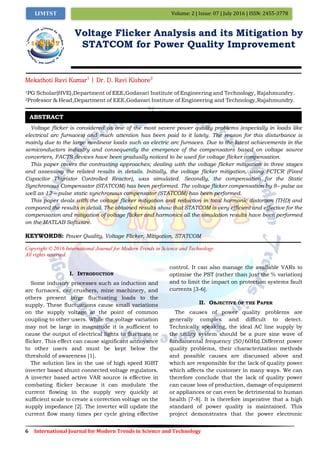 Voltage Flicker Analysis And Its Mitigation By Statcom For Power