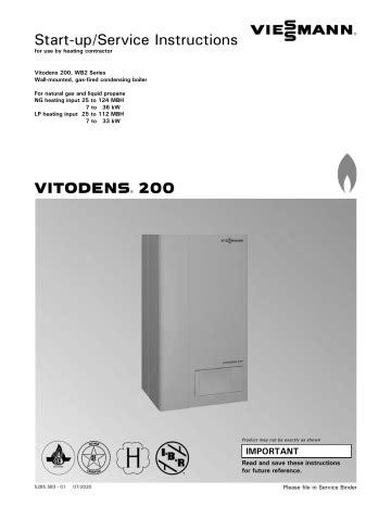 Viessmann Vitodens 200 WB2A Wall Mounted Gas Boiler Instructions