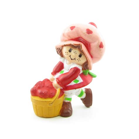 Strawberry Shortcake With A Bushel Basket Miniature Figurine Brown