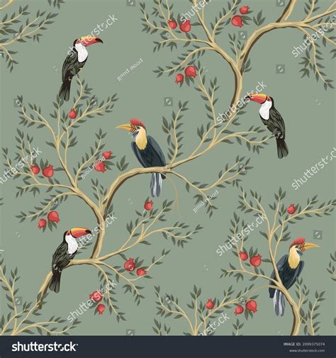 Tree Birds Grey Background Over Royalty Free Licensable Stock