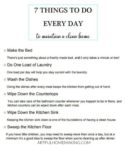 7 Things To Do Every Day To Keep Your House Clean Artful Homemaking